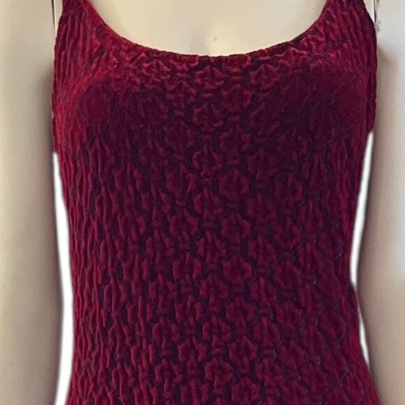 Bruno Duluc Woman's Red Velvet/Velour Quilted Ballet-Core Maxi Dress Sz Lr - Picture 6 of 7